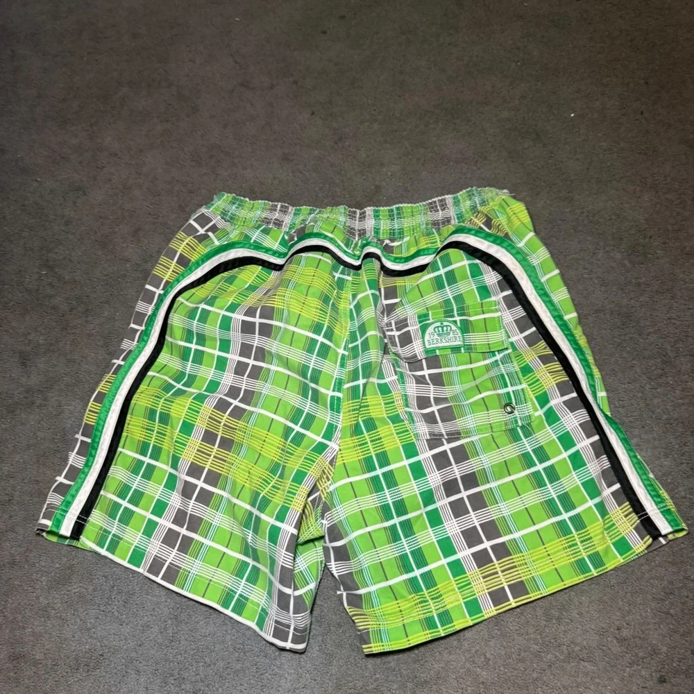 Royal County of Berkshire‎ Polo Club Mens Green Plaid Swim Trunks Shorts Size M